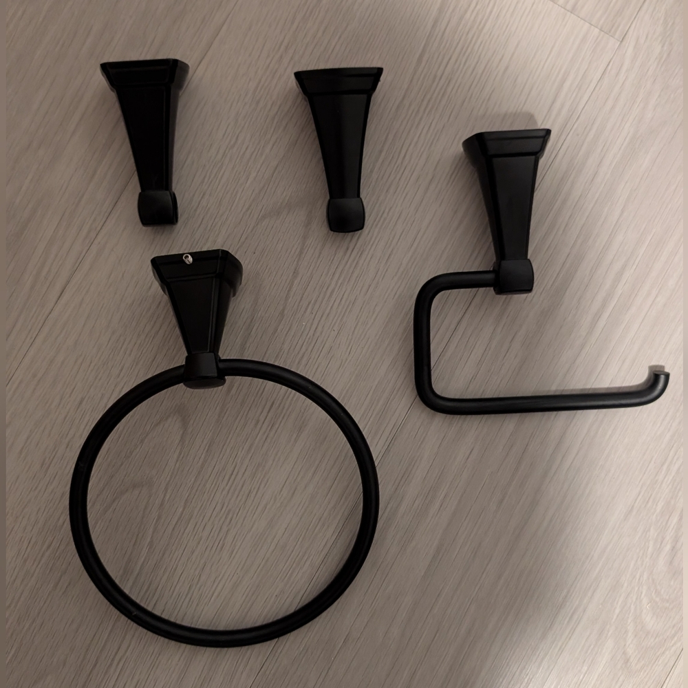 Steel Wall Mount 4PC Bath Hardware Set Matte Black